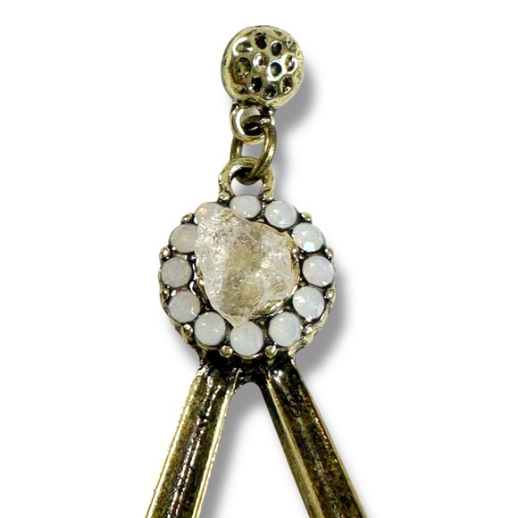 Free People Ariana Ost Paula Dangles Earrings NWT Hearts Crystal Rhinestone Punk - Picture 6 of 8